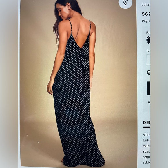Lulu’s - NWOT- Black Floral Print Maxi Dress, size s/m - Picture 2 of 5